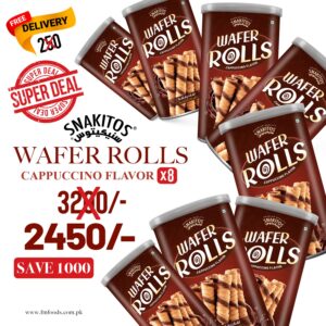 Mega Saver – 8 Cans of Cappuccino Wafer Rolls!