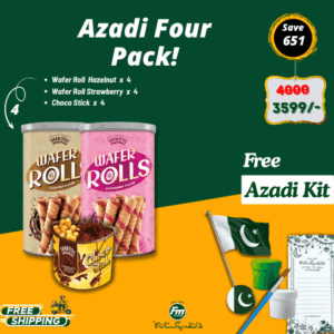 Azadi Four Pack FM Foods with 12 snacks and Azadi Kit