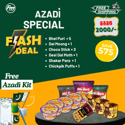 Azadi Special Fresh Deal – 12 Snacks with Free Flag Kit from FM Foods