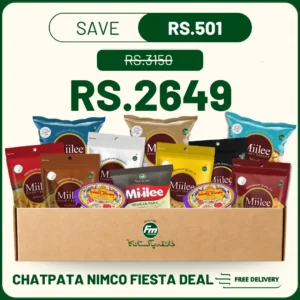 Chatpata Nimco Fiesta Deal desi snacks bundle with bhel puri chana shakarpara and chewara
