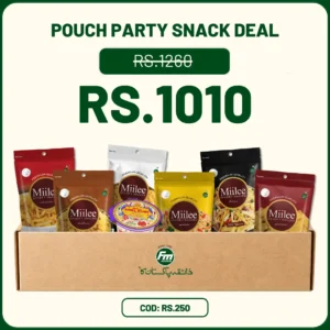 Pouch Party Snack Deal assorted namkeen mix with bhel puri papdi potato slims dal moth dal moong
