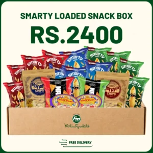Smarty Loaded Snack Box with nachos, banana chips, bhel puri, and assorted flavored snacks bundle